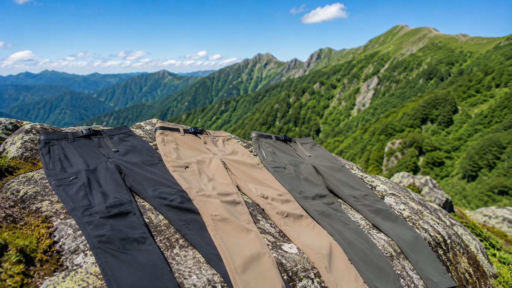 登山用パンツおすすめ比較｜3着を夏山の岩場に並べた